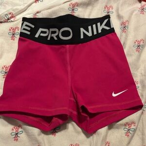 Nike Women's Pro Compression Shorts in Hot Pink with Black Waistband